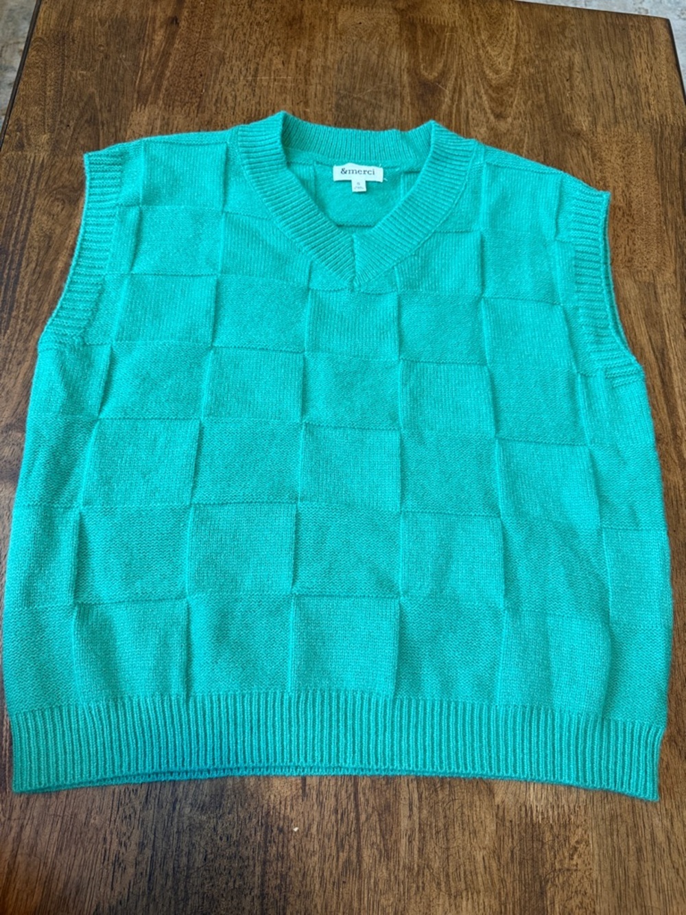 Women’s Green V-Neck Knit Sweater Vest